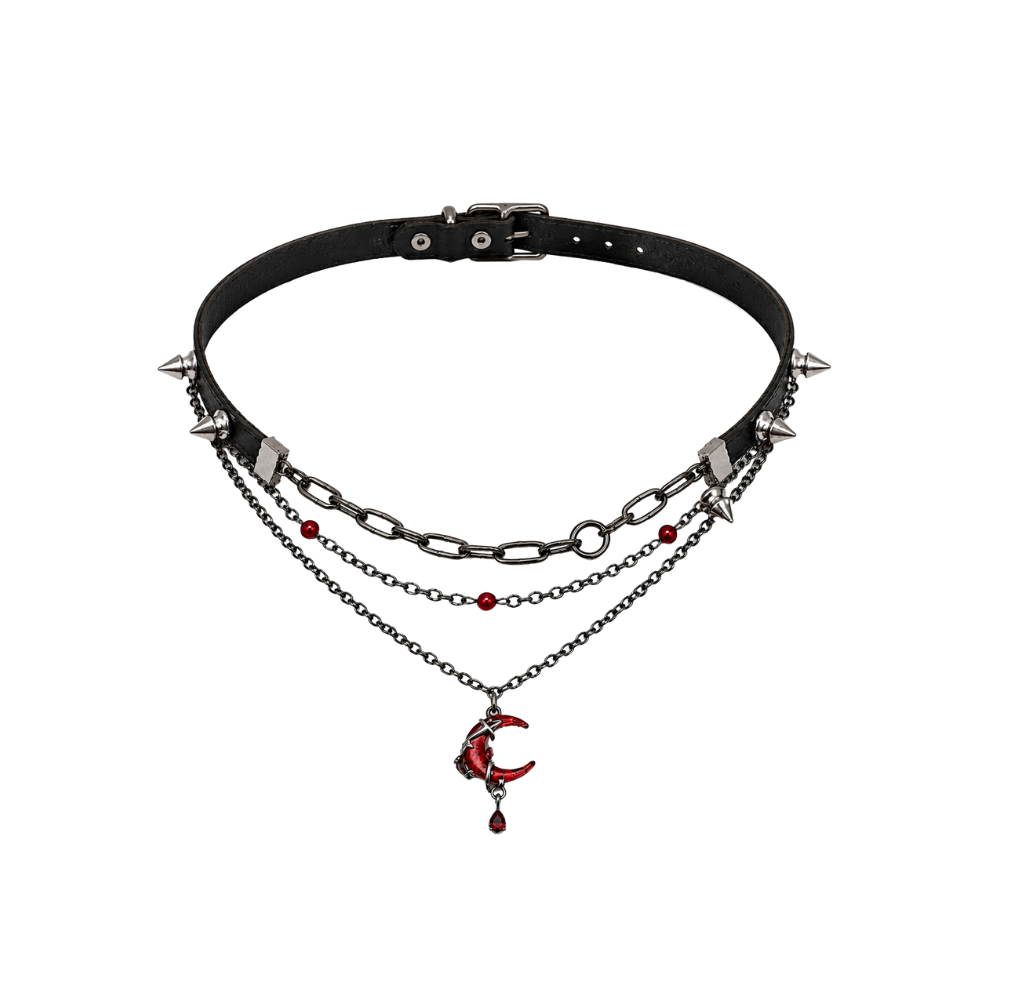 Red Crescent Moon Necklace