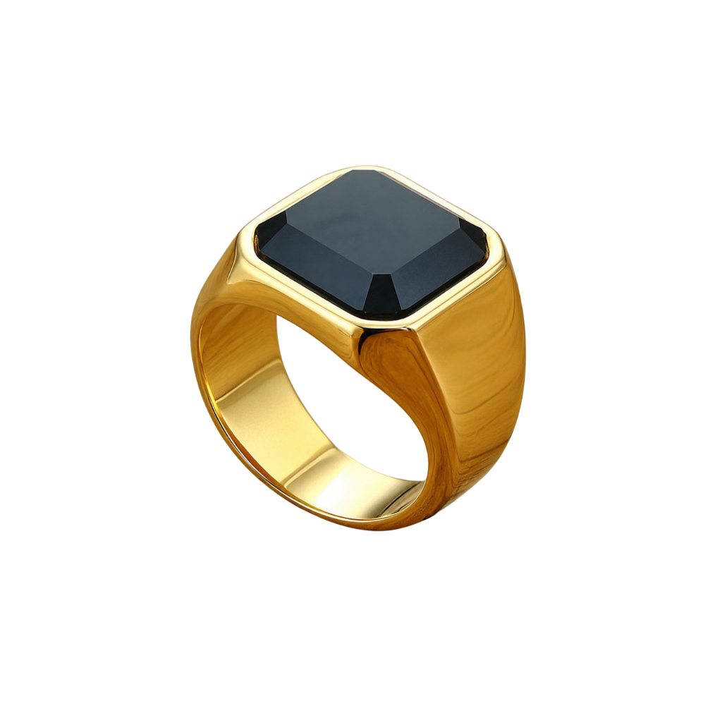 Glossy Black Gem Ring