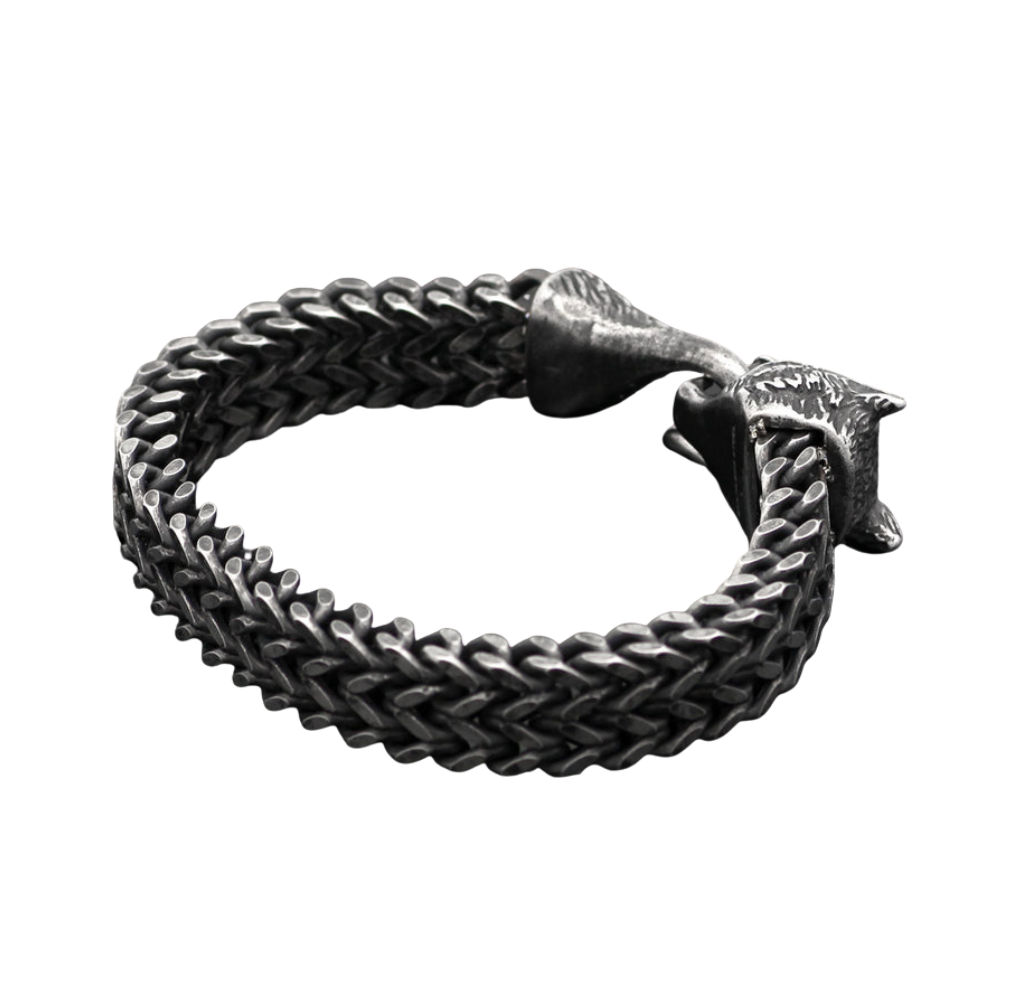 Wolf Head Woven Chain Bracelet