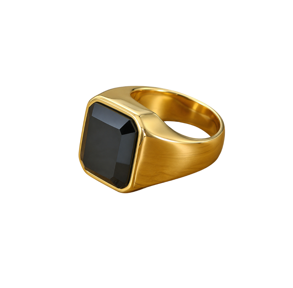 Glossy Black Gem Ring
