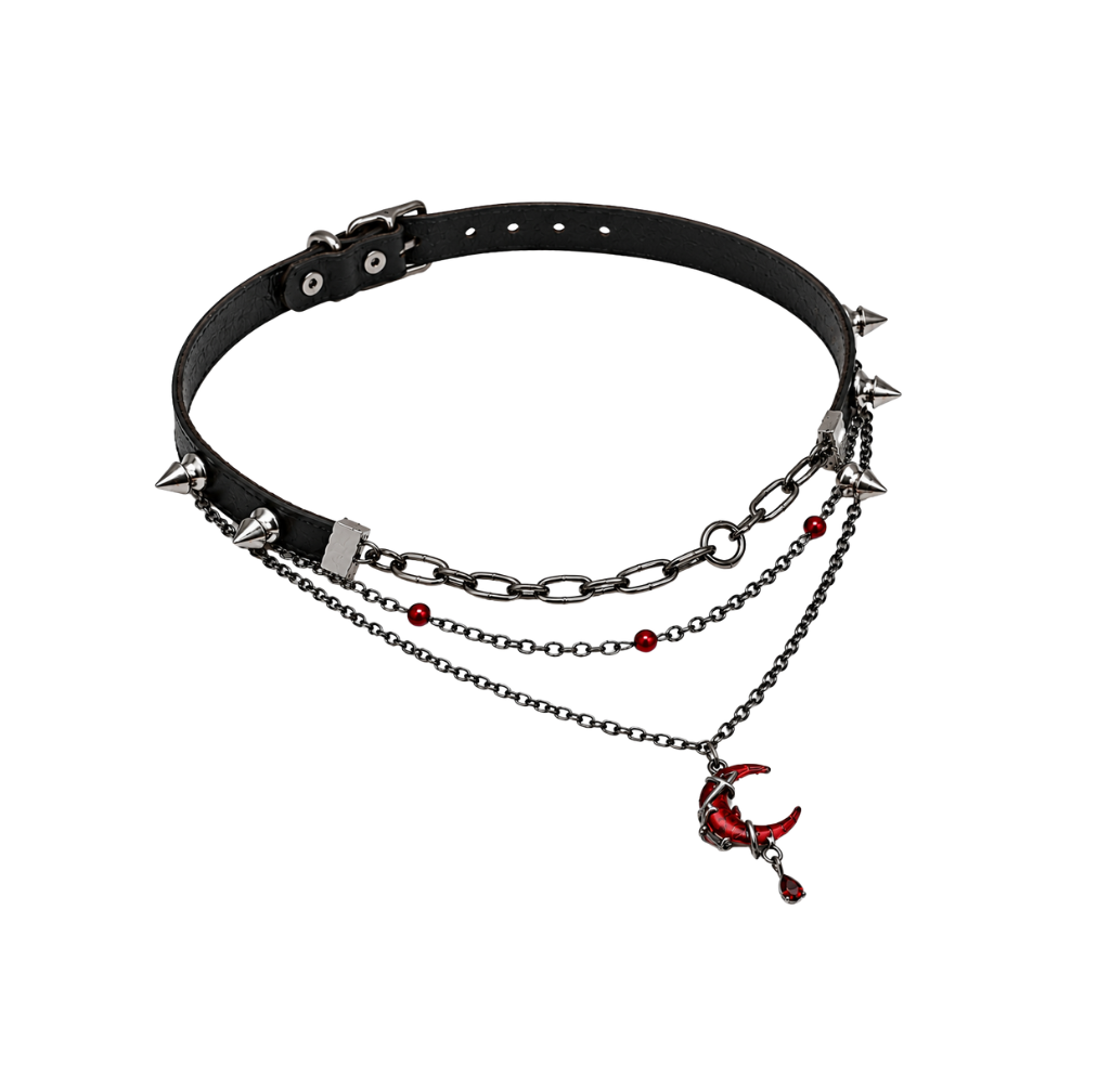 Red Crescent Moon Necklace