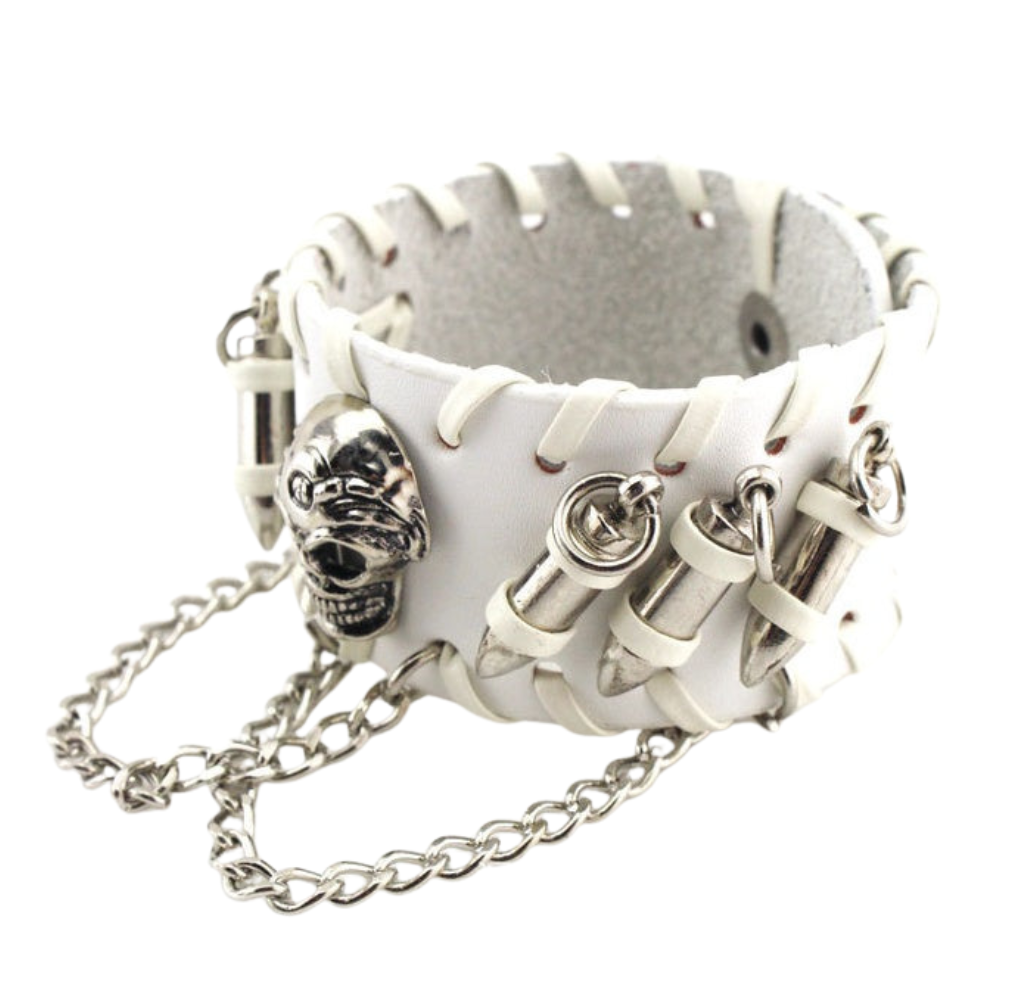 Skull Chain Leather Bracelet