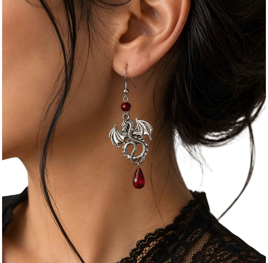 Dragon Red Earrings