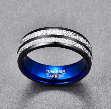 Black Blue Tungsten Carbide Ring