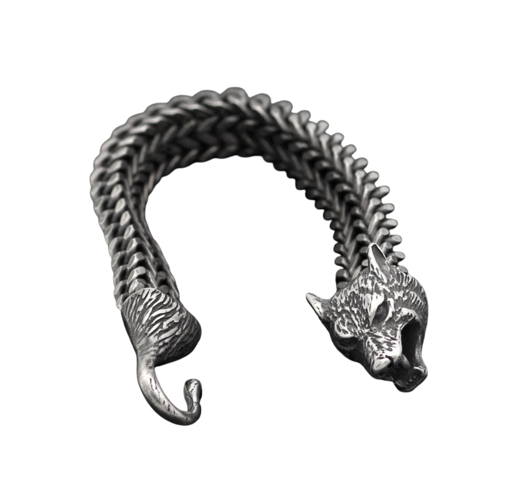 Wolf Head Woven Chain Bracelet