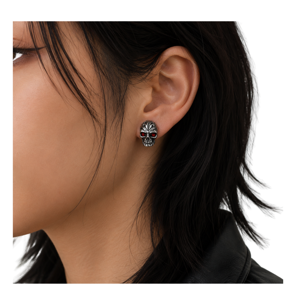 Red Eye Skull Head Earring