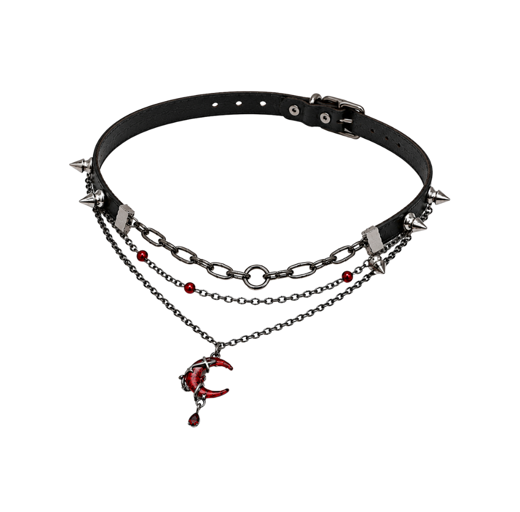 Red Crescent Moon Necklace