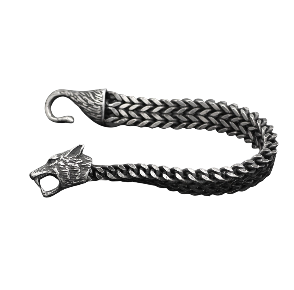 Wolf Head Woven Chain Bracelet