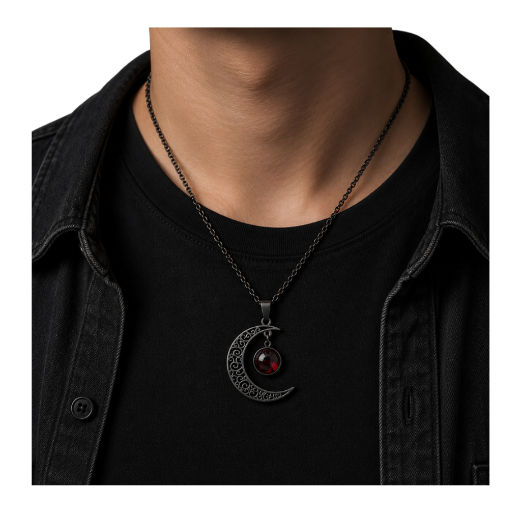 Crescent Skull Necklace