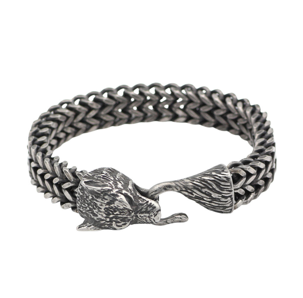 Wolf Head Woven Chain Bracelet