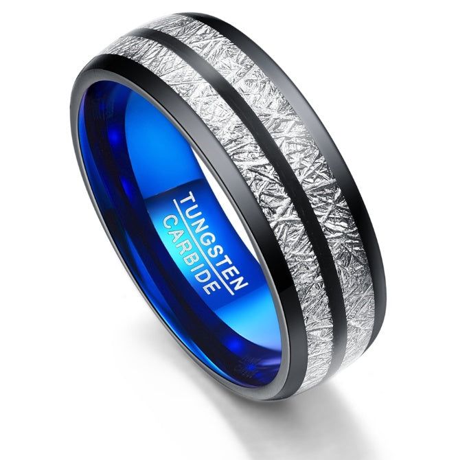 Black Blue Tungsten Carbide Ring