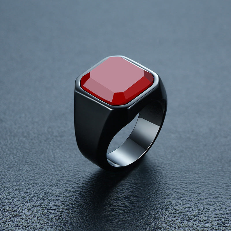 Glossy Black Gem Ring