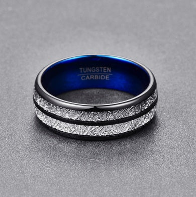 Black Blue Tungsten Carbide Ring