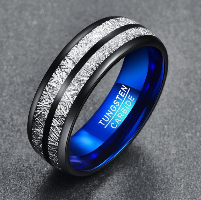 Black Blue Tungsten Carbide Ring