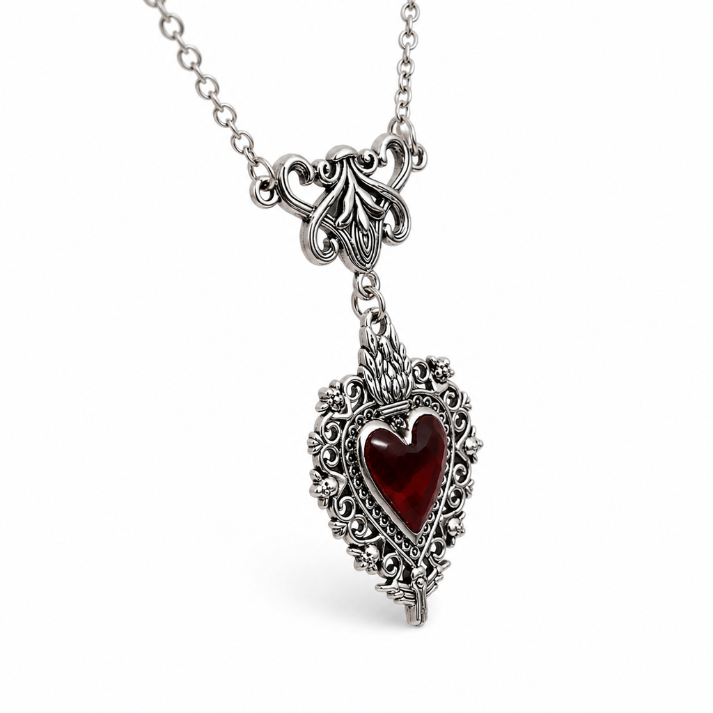 Skull Heart Victorian Necklace