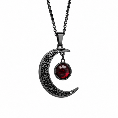 Crescent Skull Necklace