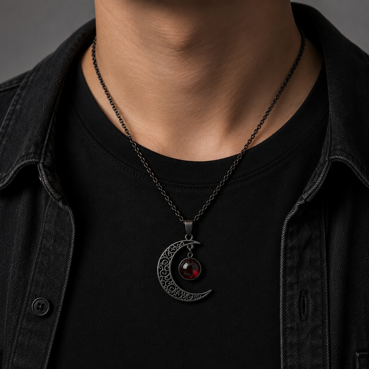 Crescent Skull Necklace
