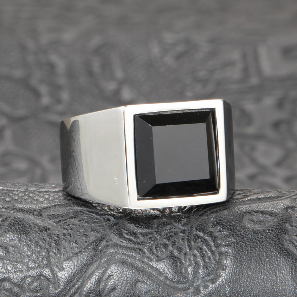 Glossy Black Gem Ring